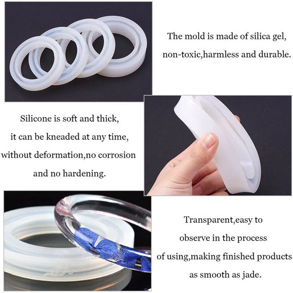 1/2 Round Silicone Mold Casting Mould DIY Bangle Jewelry Tool Kit Resin Bracelet