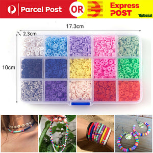 15 Grid Polymer Clay Beads Set Charms for DIY Jewelry Making Earring Finding