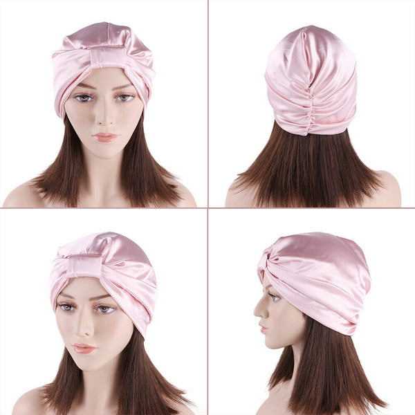 Womens Pure Silk Sleeping Cap Sleep Hat Night Hair Styling Care Bonnet Wrap