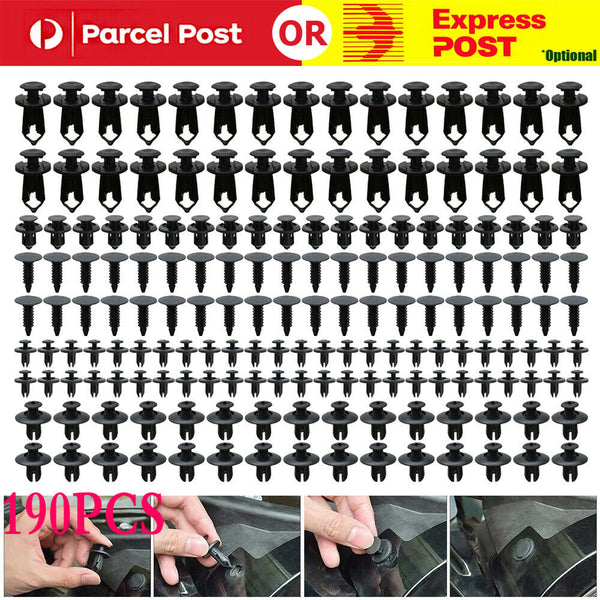 190Pcs Car Auto Trim Body Plastic Push Pin Rivet Fastener Panel Moulding Clips