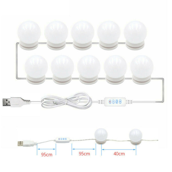 10Bulbs Dimmable Make Up Mirror Light Kit Vanity Light Makeup USB Lamp Hollywood