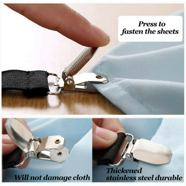 4Pcs Triangle Fitted Sheet Strap Clips Grippers Mattress Bed Suspenders Holder