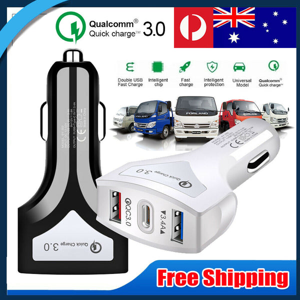 PD Fast Charging QC3.0 3.4A Car Charger Plug Multi USB-C Adapter Quick Charge