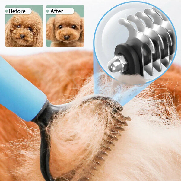 Pet Dog Cat Hair Fur Shedding Trimmer Grooming Dematting Rake Comb Brush Tool