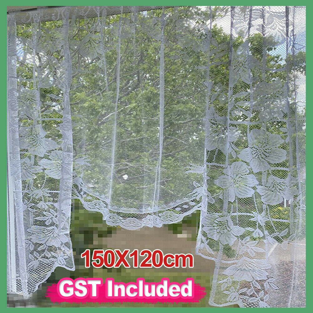 150*120cm White Lace Kitchen Home Window/Door Cafe Curtain Single Panel