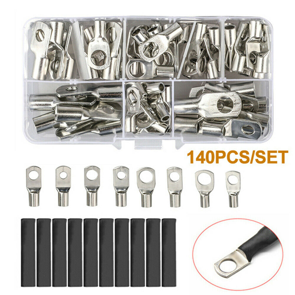 220PCS 4WD Cable Lug Ring Battery Copper Tube Connector Kits Terminal Crimper AU