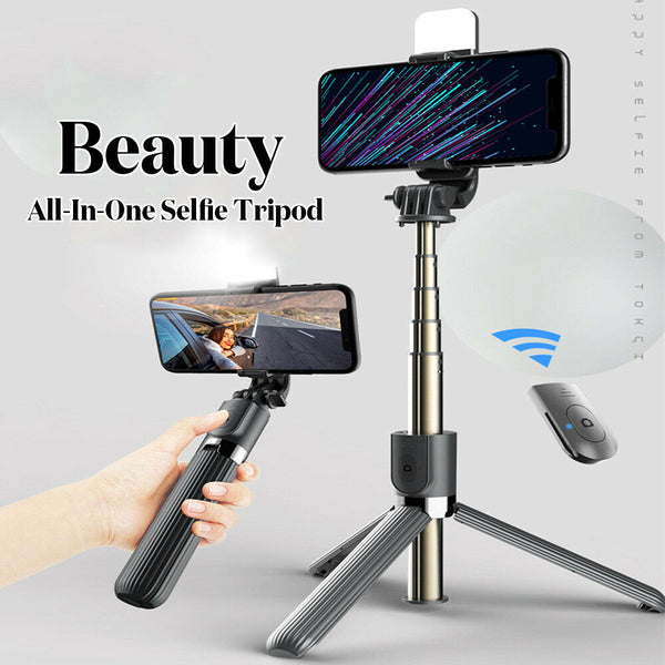 4 IN1 Remote Bluetooth Extendable Selfie Stick Tripod Stand With LED Fill Light