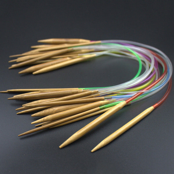 18PCS 40CM-120CM Tube Carbonized Circular Bamboo Knitting Needles Yarn Tools AU