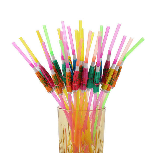 Cocktail Umbrella Drinking Straws Parasol Tropical Party Club Beverage Straws