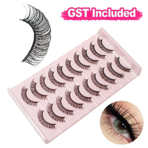 10 Pairs Eyelashes Russian Strip Lashes Natural Wispy Fluffy 3D Fake Eyelashes