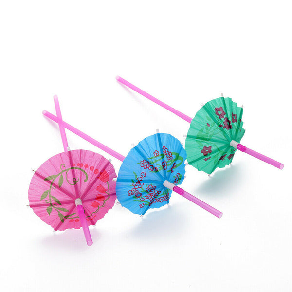 Cocktail Umbrella Drinking Straws Parasol Tropical Party Club Beverage Straws