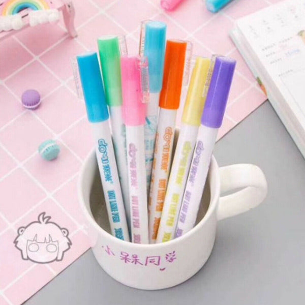 8 Colors Gift Card Writing & Drawing Double Line Outline Pen Two-line Color Pen