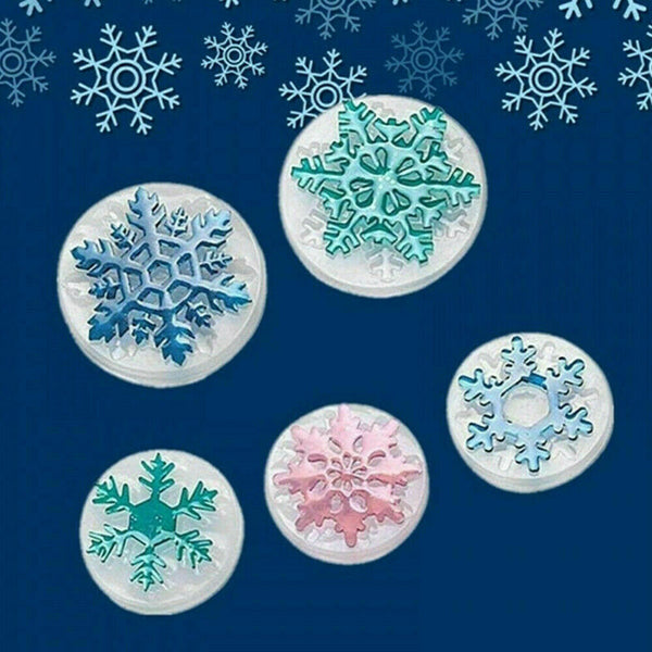 6x CHRISTMAS SILICONE SNOWFLAKE MOULDS RESIN JEWELRY MAKING MOLD DIY CRAFT TOOL