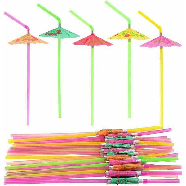 Cocktail Umbrella Drinking Straws Parasol Tropical Party Club Beverage Straws