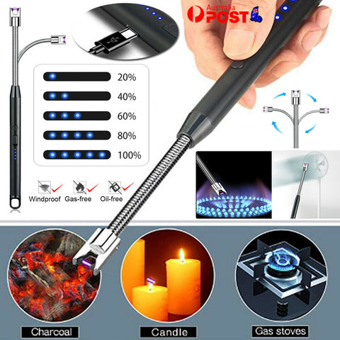 Electric Rechargeable Flameless USB Lighter Candle BBQ Windproof Kitchen Tool*