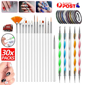 30pcs Nail Art Brushes Dotting Pen Polish Tool Design Set Brush Painting Drawing