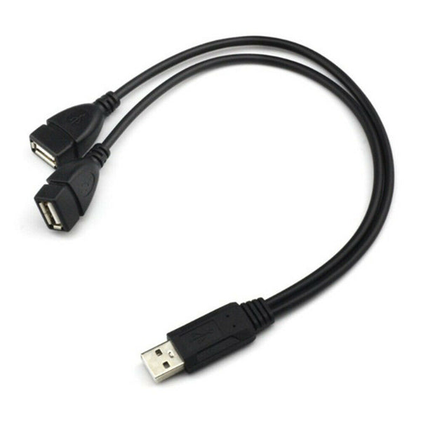 Double USB Extension 1 Male To 2 Female Y Cable Cord Power Adapter Splitter