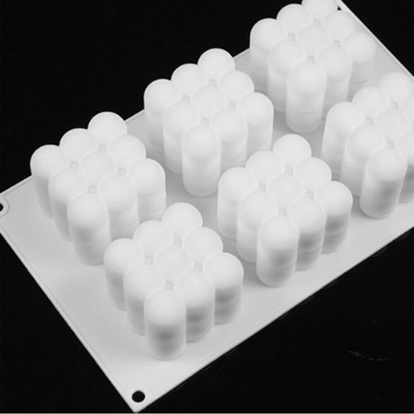 6 Cavities 3D Cube Candle Plaster Mould Silicone Square Bubble Cake Dessert Mold