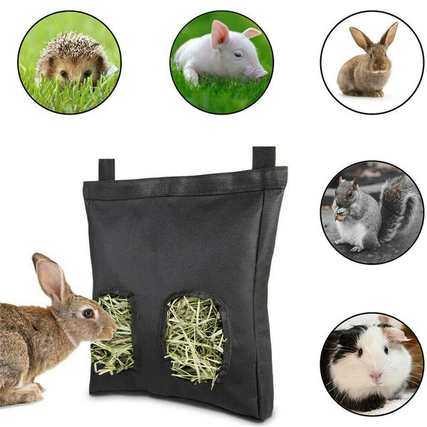 Rabbit Hay Bag Feeder Small Pet Rat Food Hanging Storage Feeding Pouch Slow Eat