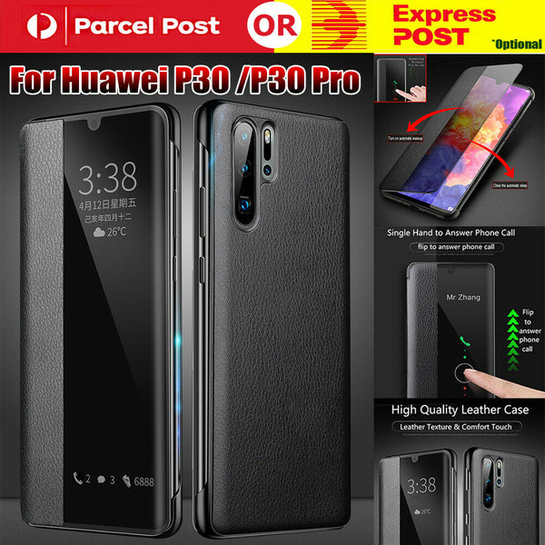 For Huawei P30 Pro Smart View Window Flip Leather Shockproof Case Cover 2019