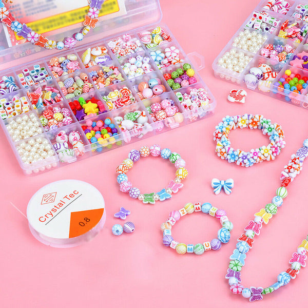 1200x Pop-Snap Beads Jewellery Wire Making Kits Necklace Bracelet DIY tools Toys