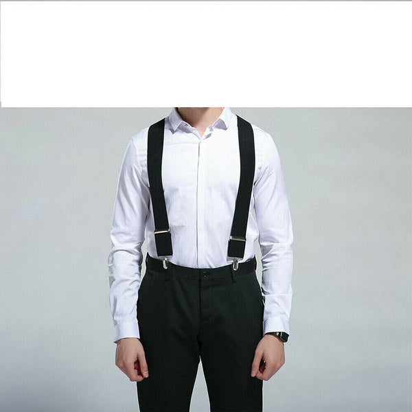 50mm Mens Suspenders Braces Trousers Extra Wide Adjustable 4 clips Elastic Belt