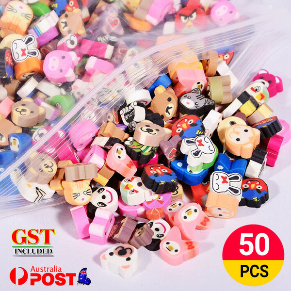 50pcs Handmade Polymer Clay Assorted Animals Panda Rabbit Bear Cat Multi Colours