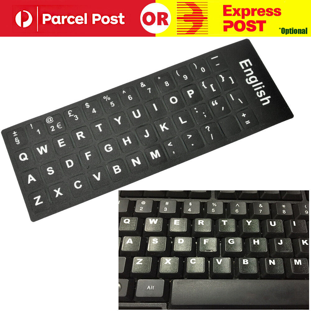 Universal ENGLISH LETTERS KEYBOARD BLACK STICKERS For Desktop Laptop PC Computer