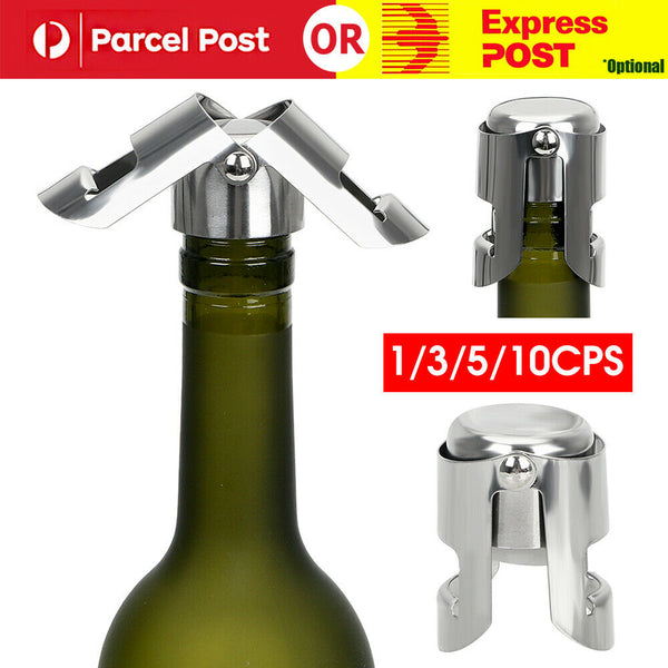 1-10PCS Practical Stainless Steel Champagne Stopper Sparkling Wine Bottle Plug