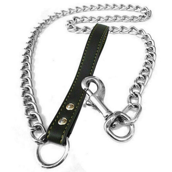 Metal Chain Dog Lead With Handle Long Strong Control Leash Heavy Duty 0.2*120cm