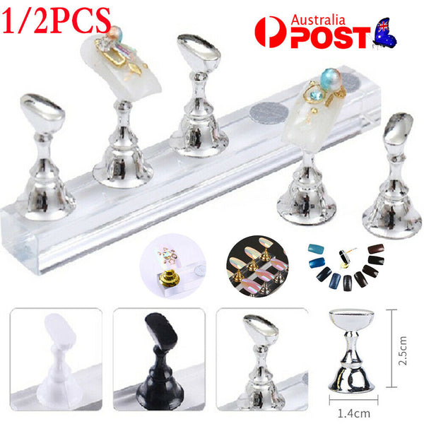 1/2PCS Nail Display Stand Magnetic Practice Nail Salon Nail Art Holder Manicure