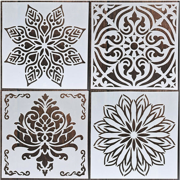 16pcs Mandala Painting Template Reusable Stencil Cut Floor Wall Tile Paint NEW