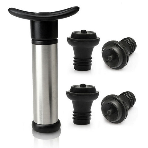 OZ Wine Saver Vacuum Pump Sealer Preserver Set with 4 Valves Air Bottle Stoppers