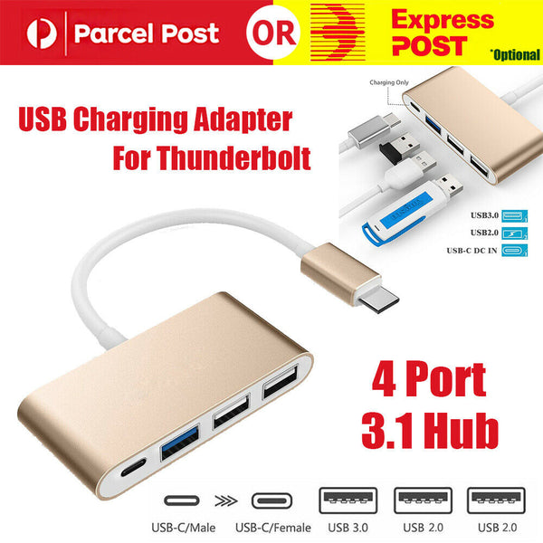 Type C USB-C 3.1 to 4-Port Hub USB 3.0 2.0 Charging Adapter For Thunderbolt AU