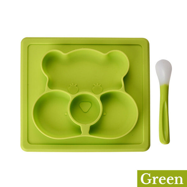 Silicone Plate Mat Suction Table Toddler Placemat Baby Food Tray Divided Bowl