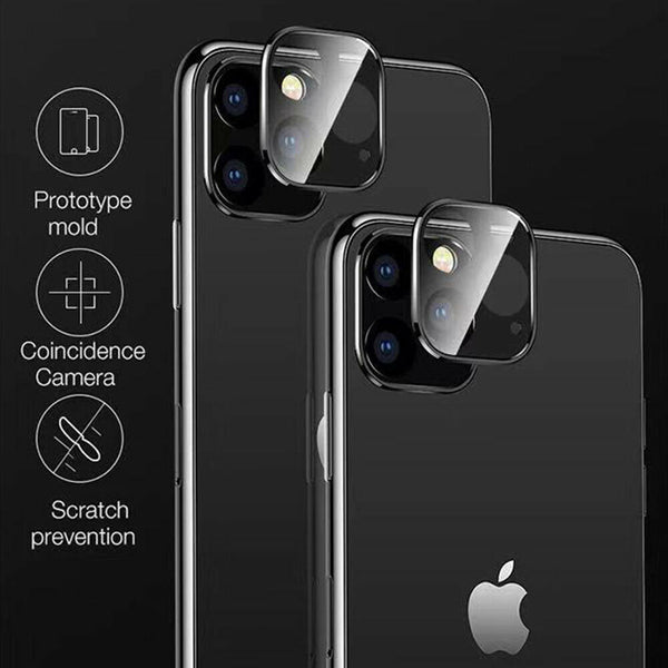 For iPhone 11 Pro Max Back Camera Lens Protector 3D Tempered Glass Metal Frame