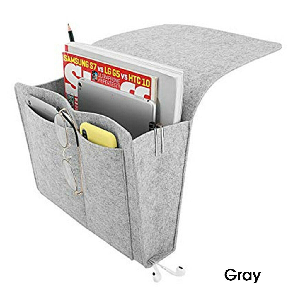 Bedside Storage Caddy Hanging Bag Felt Sofa Organizer Pocket Book Holder Home AU