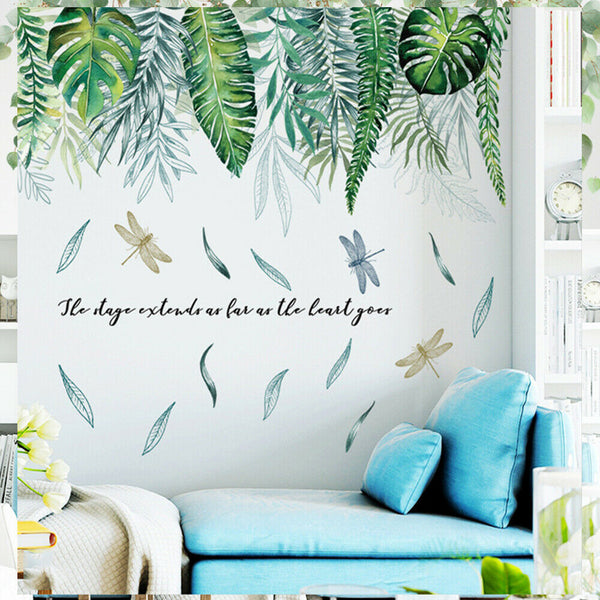 Tropical Green Foliage Leaves Plant Wall Stickers Vinyl Nursery Decor Art Mural