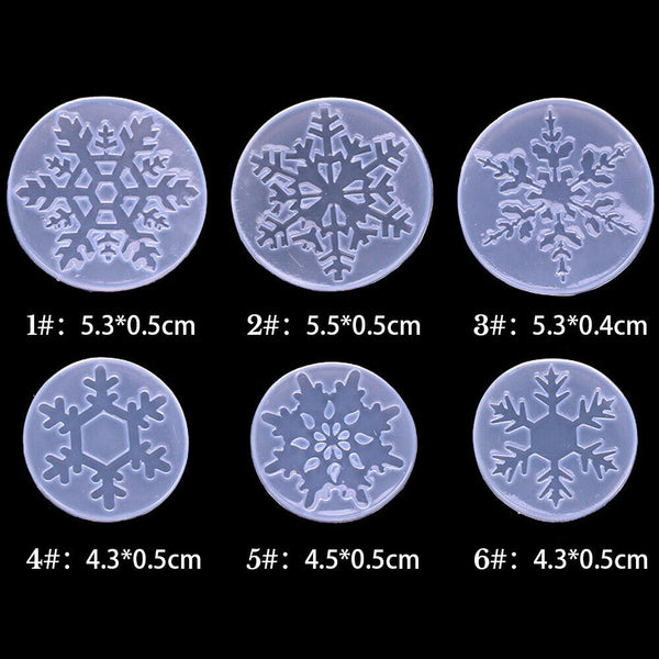 6x CHRISTMAS SILICONE SNOWFLAKE MOULDS RESIN JEWELRY MAKING MOLD DIY CRAFT TOOL