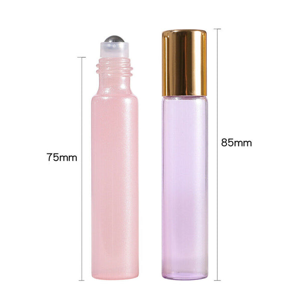 10ml Glass Roller Bottle Rollerball Perfume Essential Oil Roll On Ball 6 Color