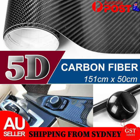 Gloss Black 5D Carbon Fiber 50 x 151cm Vinyl Car Phone Laptop Wrap Sticker Film