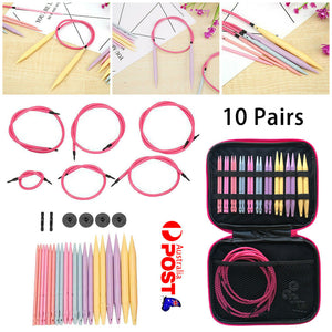 AU 10 Pairs Plastic Change Head Circular Knitting Needle Crochet Hooks Set