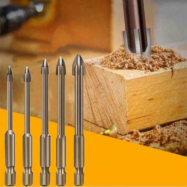 5pcs Drilling Tool Multifunctional Cemented Carbide Cross Triangle Drill Bit Set