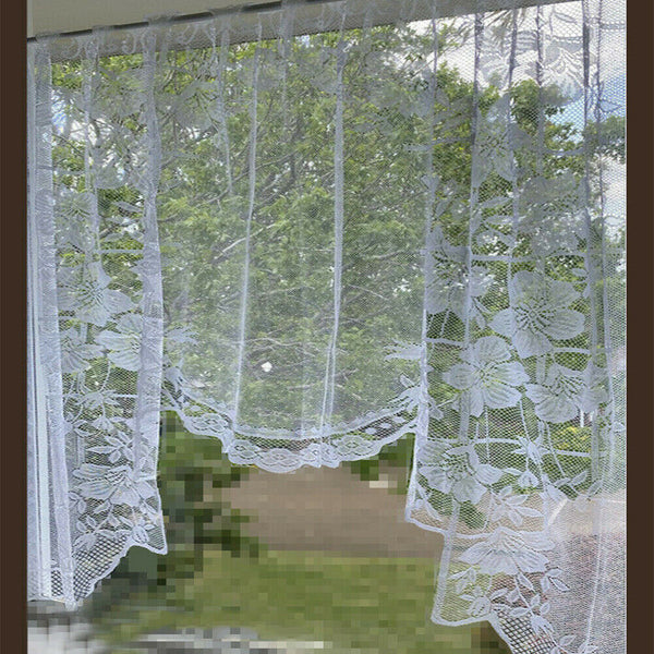 150*120cm White Lace Kitchen Home Window/Door Cafe Curtain Single Panel