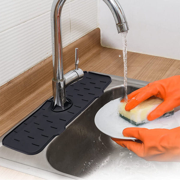 Faucet Mat Silicone For Kitchen Sink - Splash Guard Bathroom Sink Draining Pad