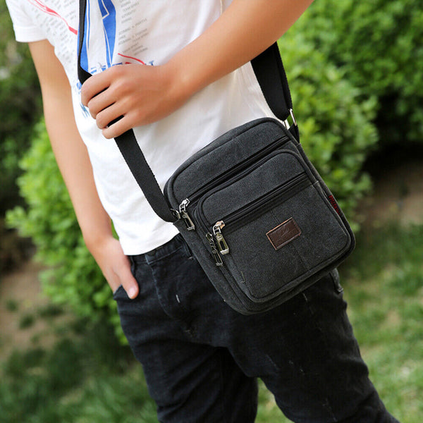 New Retro Men Canvas Shoulder Messenger Bag Crossbody Satchel Travel Man Bag AU