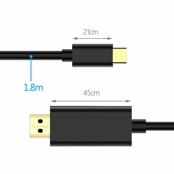 USB C to HDMI Cable USB 3.1 Type C Male to HDMI Male 4K Cable For Samsung S9/S8+