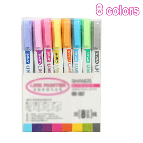 8/12 Colors Pens For School Drawing Double Line Outline Pen Highlighter Marker