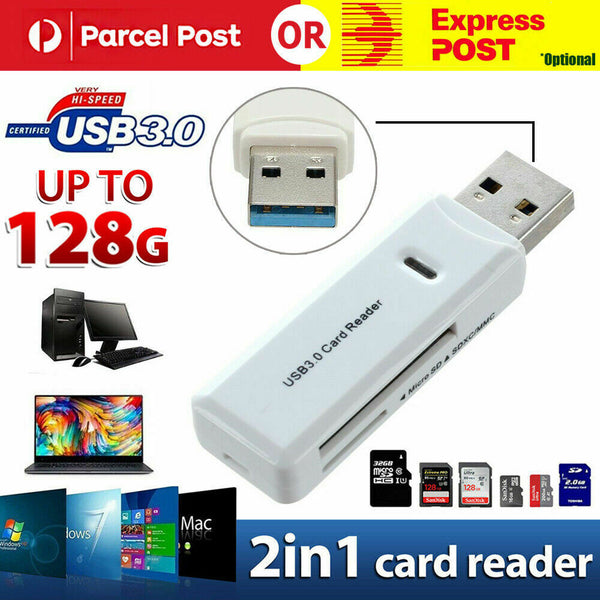 2in1 USB 3.0 Memory Card Reader Micro SD SDXC MMC TF LED Adapter For Mac Wins