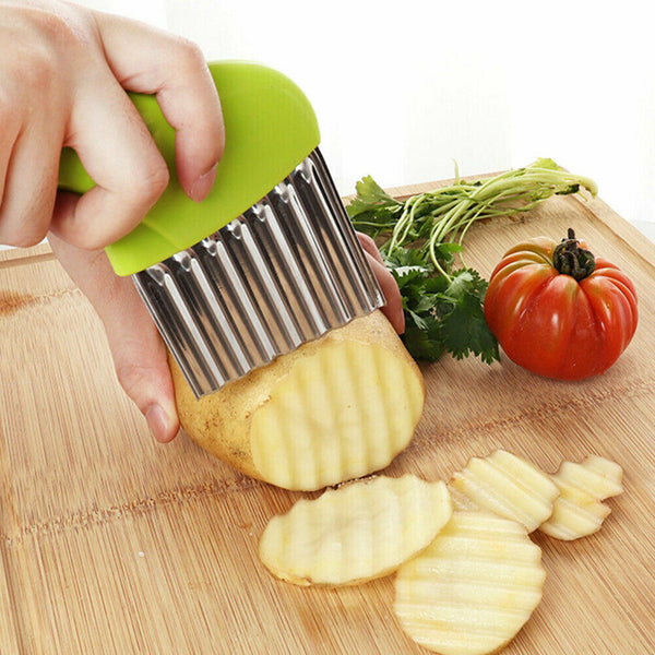 1/2X French Fry Potato Chip Slicer Kitchen Crinkle Wavy Cutter Vegetable Chopper